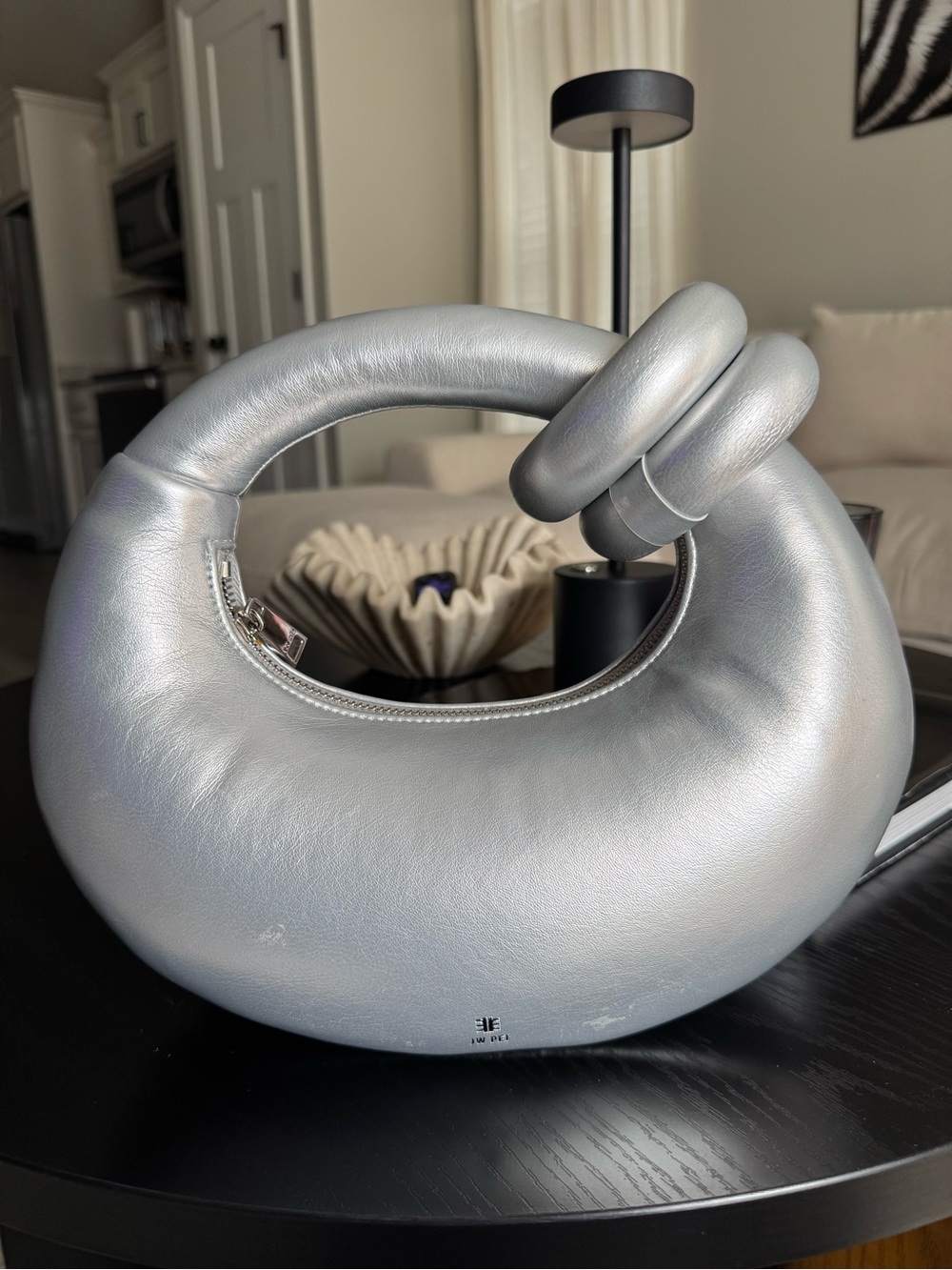 JWPEI Silver Knot Handle Sculptural Bag